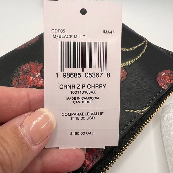 Coach Black and Red Floral Wristlet - Picture 8 of 8
